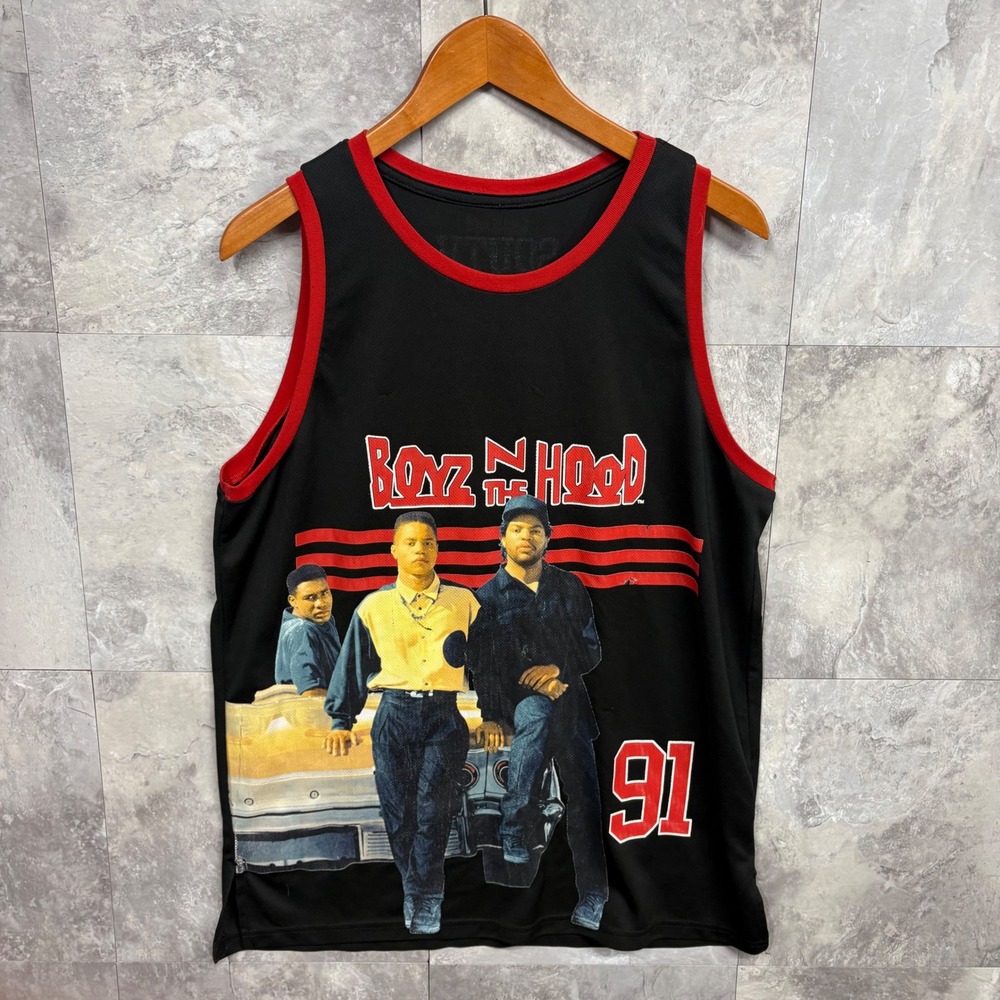 Boyz N The Hood Graphic Basketball Jersey Black Red Los Angeles 91 Mens Large